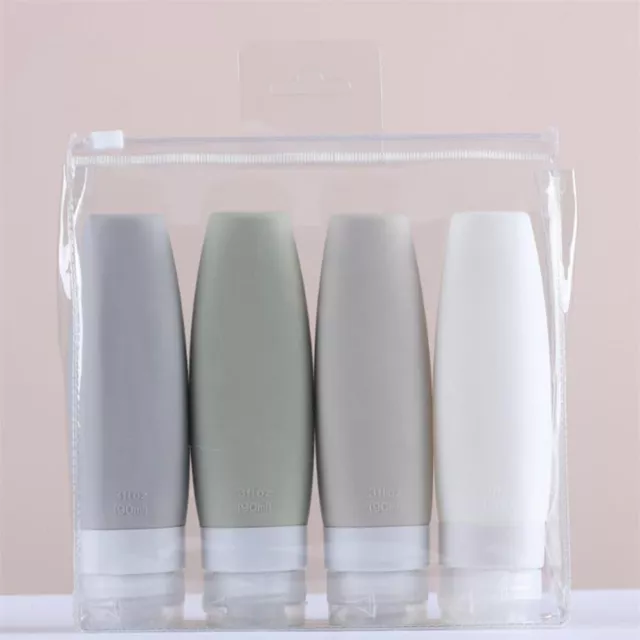 4PCS Silicone Empty Bottle Travel Shampoo Lotion Cosmetic Container Dispenser AU