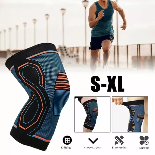 Knee Support Sport Brace Compression Sleeve Arthritis Runners Pain Relief Gym UK