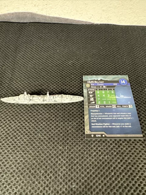 HMS Belfast Axis & Allies War at Sea Flank Speed #5/40 Uncommon Cruiser