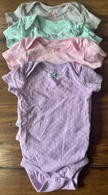 Lot of 4x Simple Joys Carters One-Piece Bodysuit Baby Girl 3-6 months