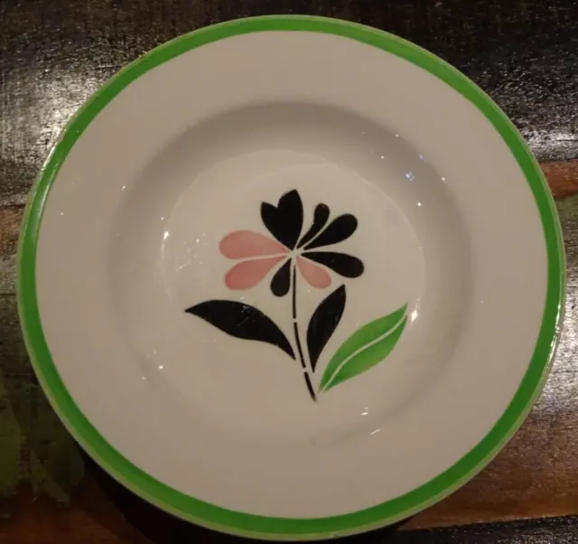 Assiette Digoin Sarreguemines modèle "Rustique" Art déco motif floral ø 23 cm