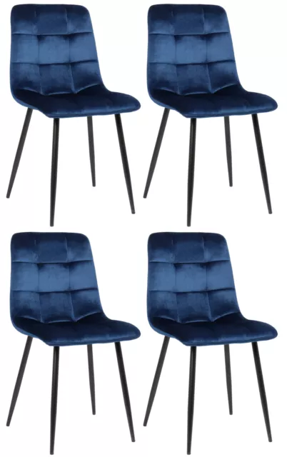 Lot de 4 chaises de salle à manger Tilde avec Piètement en métal noir