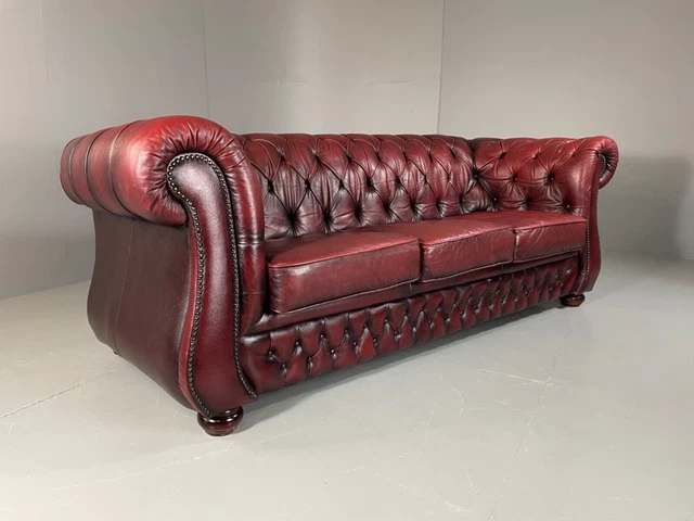 EB5351 Vintage Oxblood Red Leather Chesterfield, 3 Seat, VCHE