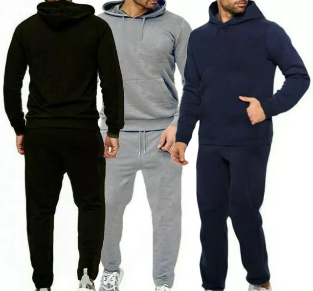 Men's Pullover Tracksuit Hoodie & Jogging Bottoms Set Fleece TOP BOTTOM NEW