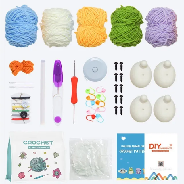 Complete Crochet Set DIY Balloon Doll Kit with Wool Material and Tutorial