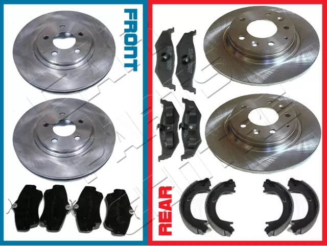 FOR CHRYSLER PT CRUISER FRONT and REAR BRAKE DISCS PADS HANDBRAKE PARKING SHOES