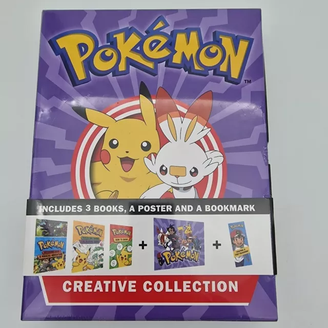 Pokemon 3 Bücher BOX SET mit Poster UND Buchmarke kreative Sammlungen VERSIEGELT