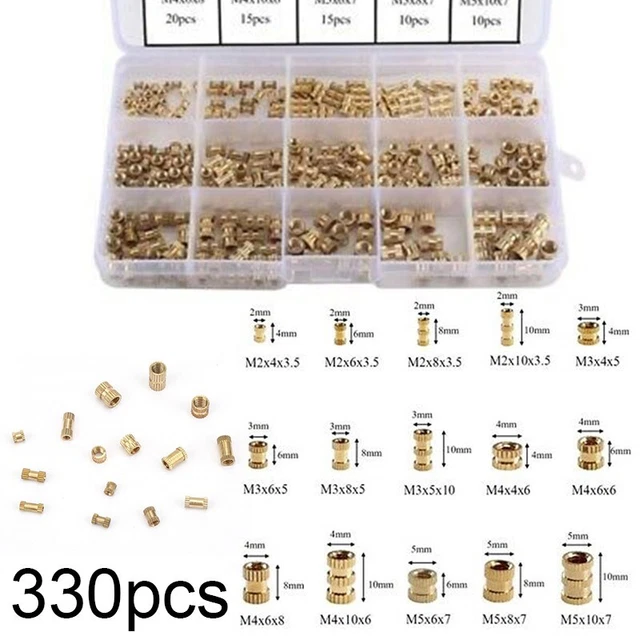 Kit assortimento inserti filettati ottone di lunga durata dadi 330 pz