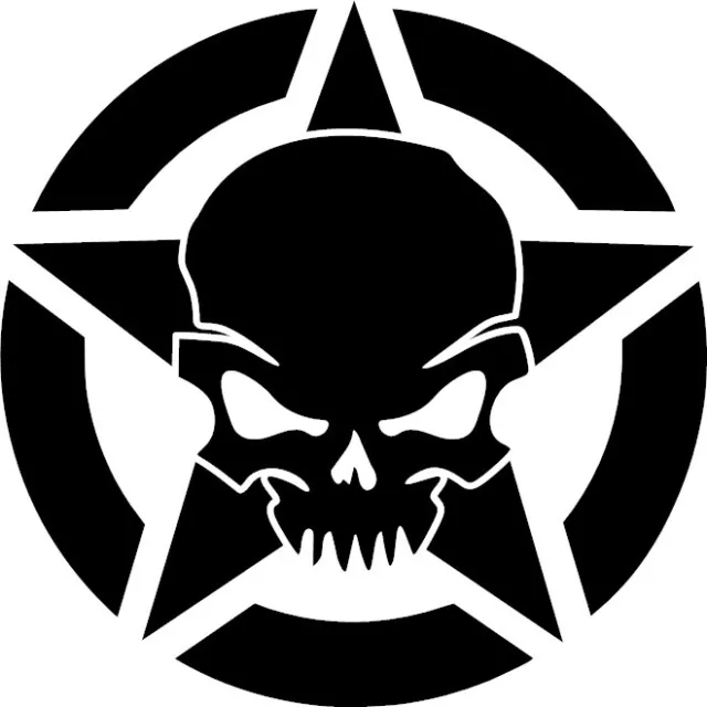 Army Star Skull Vinyl Decal Military Sticker car truck hood roof door window