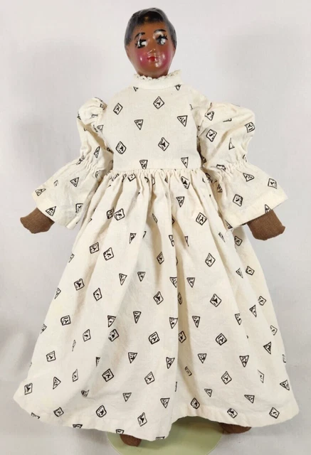 Antique African American 15" Doll Painted Composite Head Rag Cloth Body Handmade