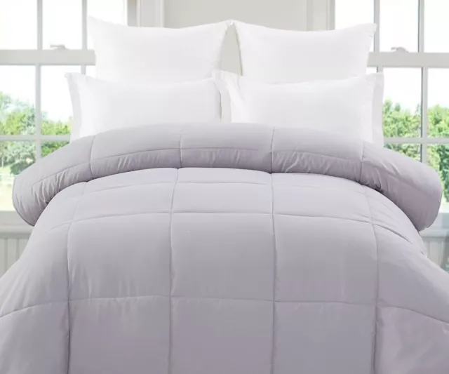 Revisable Down Alternative Comforter (Opal Gray / Plum, King) - All Season Comfo