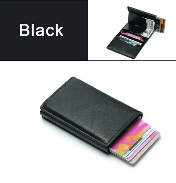 RFID Blocking Leather Mens Wallet Carbon Fiber Purse Slim ID Credit Card Holder 3