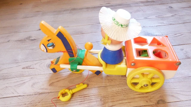 Jouet à tirer vintage Luciole Luxi Clairbois 80s Glo Worm Made in France