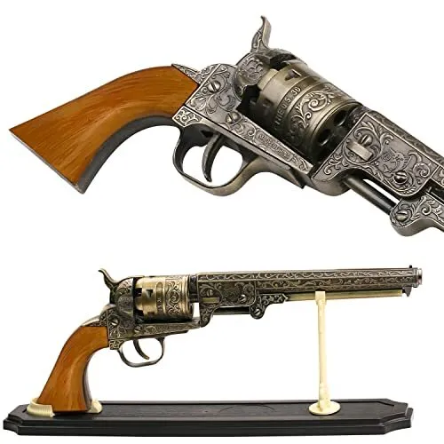 BladesUSA - Decorative Western Revolver with Display Stand 13-inches Overall,...