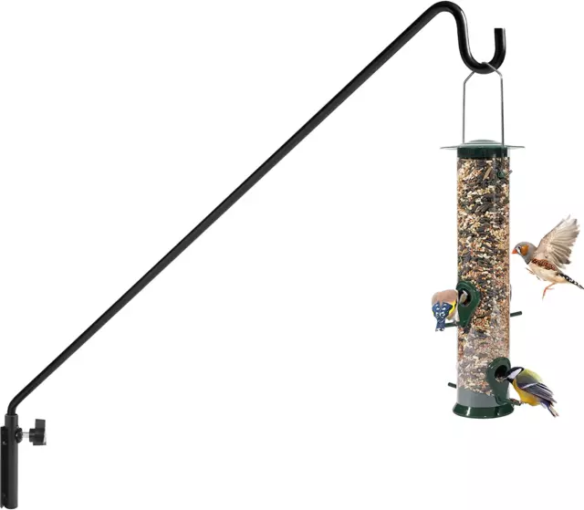 WALL POLE Extended Reach Deck Hook Bracket for Bird Feeders 37 Inch GRAY BUNNY