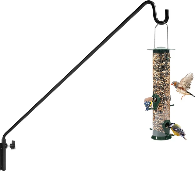 WALL POLE Extended Reach Deck Hook Bracket for Bird Feeders 37 Inch GRAY BUNNY