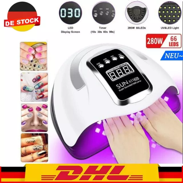 LED 280W UV Nagel Lampe-Gel Lichthärtungsgerät Sensor Nageltrockner Mit 4 Timer