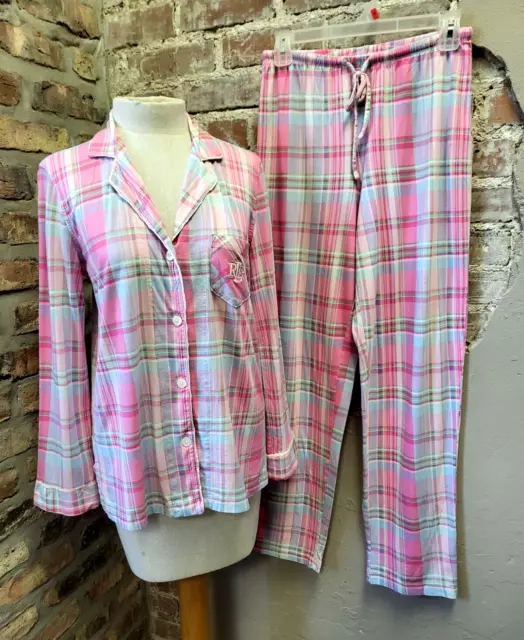 LAUREN RALPH LAUREN Size Large Striped Pink Matching Pajama Set