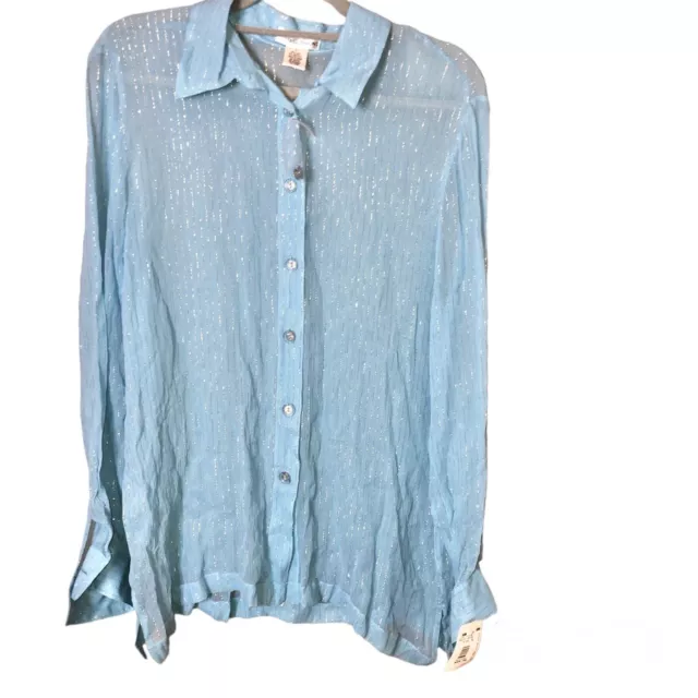 DRAPER’S & DAMON’S Silk Metallic Striped Button Up Shirt Blue Gold Size ...