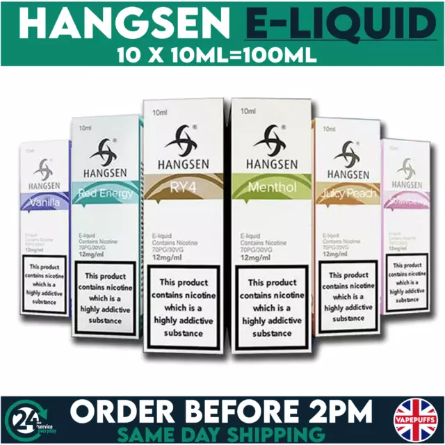 HANGSEN ELIQUID 10 x 10ML GENUINE E-LIQUID ECIG VAPE REFILL JUICE 0-3-6-12-18MG