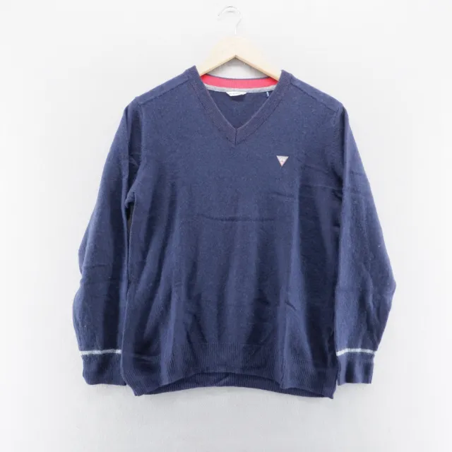 GUESS MENS JUMPER Small Blue Pullover Sweater Wool V-Neck $14.71 - PicClick