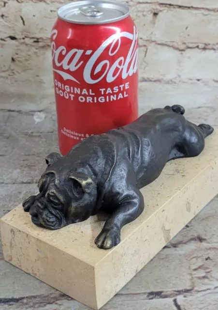 Bronze Sculpture Main Fabriqué Statue Animal Anglais Bulldog Chien Figurine Nr