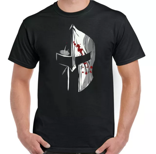 GYM T-SHIRT Spartan Helmet Training Top Bodybuilding Weightlifting MMA UFC Tee