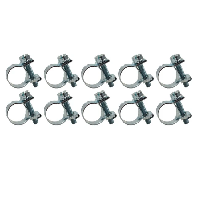 1/4"（11mm-13mm)10 Pcs Fuel Injection Gas Line Hose Clamps Clip Pipe New