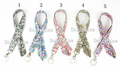 New Flower Fabric Neck Lanyards Key chain for ID badge holder