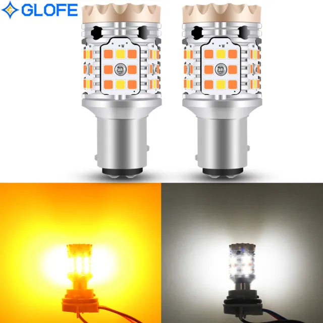2X Switchback LED Front Turn Signal Light Bulb 1157 Amber White Anti Hyper Flash