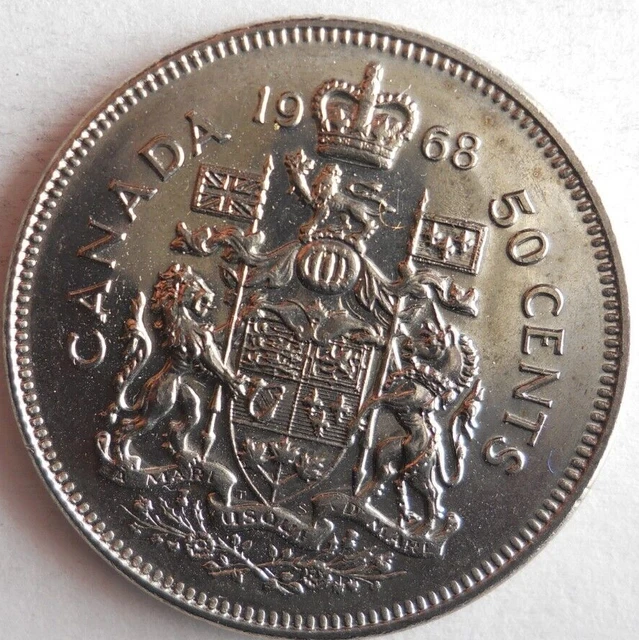1968 CANADA 50 CENTS - Excellent Coin - FREE SHIP - Bin #131
