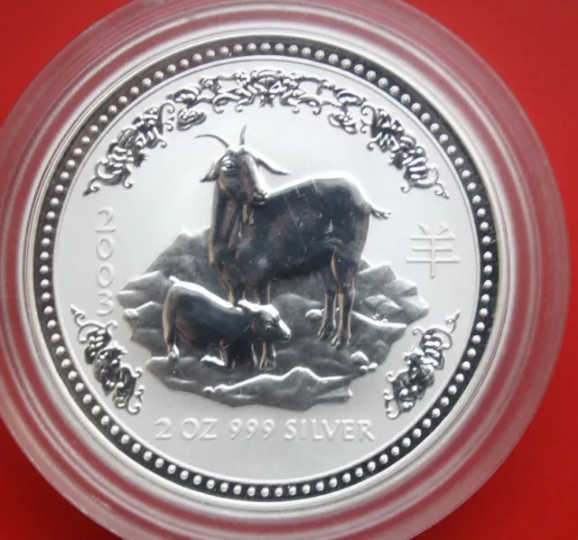 Australien 2 Dollars 2003 Lunar "Year of the Goat-Ziege"  2 Oz  #F1894 rare