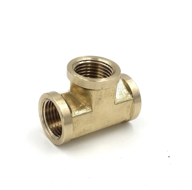 1/2 Npt Female Pipe T Tee 3 Way Brass Fitting Fuel Air Water Oil Gas