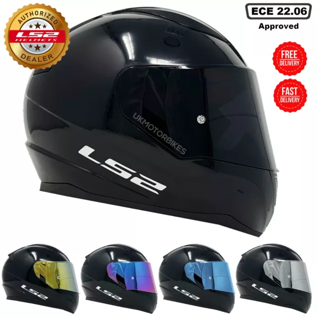 Ls2 Ff353 Rapid Full Face Motorcycle Helmet Gloss Black + Purple Iridium Visor