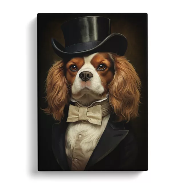 Cavalier King Charles Spaniel Tachisme Canvas Wall Art Print Framed Picture