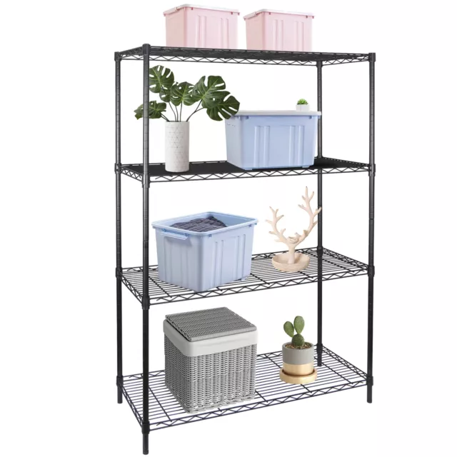 Steel Wire Shelf Rack Heavy Duty Storage Shelving Unit for Kitchen Pantry 4 Tier