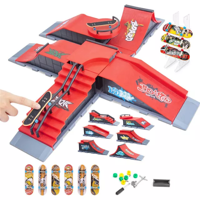 Skateboard Fingerboard Ramps Skate Park Tech Deck Ramp Kit Kids Boys Toys Gifts-
