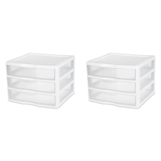 STERILITE WIDE 3 Drawer Unit Plastic, White, Set of 2 24.26 PicClick