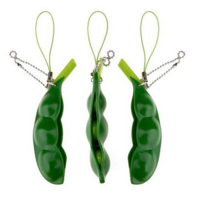 Llavero Squeeze Peas Bean Juguete Antiestrés Descompresión Goma RelajadorB-xxBB q