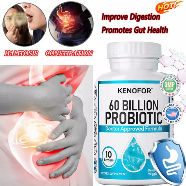 Probiotic 60 Billion CFU 120 Capsules Active Strain for Gut Health