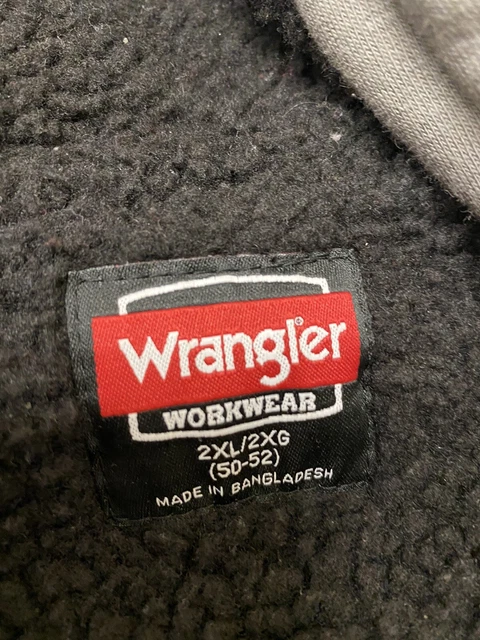 Wrangler Workwear Men’s Sherpa Lined Hoodie Sweatshirt Jacket Full Zip Size 2XL 2
