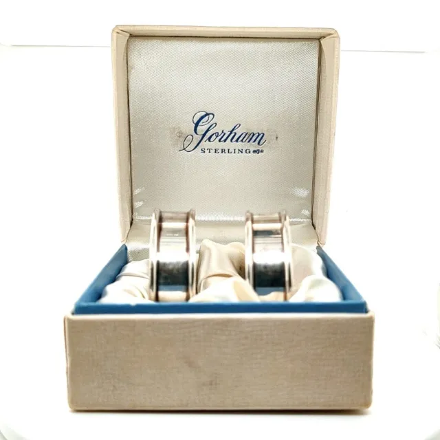 Set Of 2 Vintage Gotham Sterling Silver Napkin Rings #6290 No Mono, Original Box