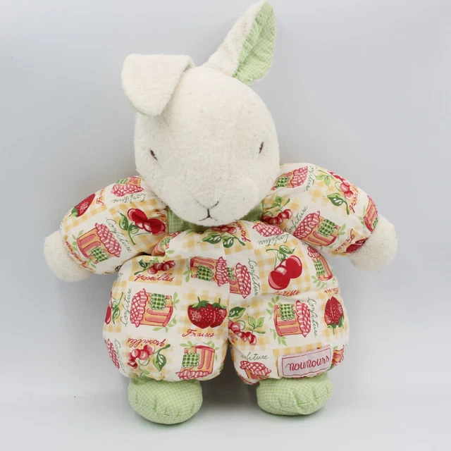 Doudou lapin blanc rouge vert confiture framboise fraise NOUNOURS - 29340