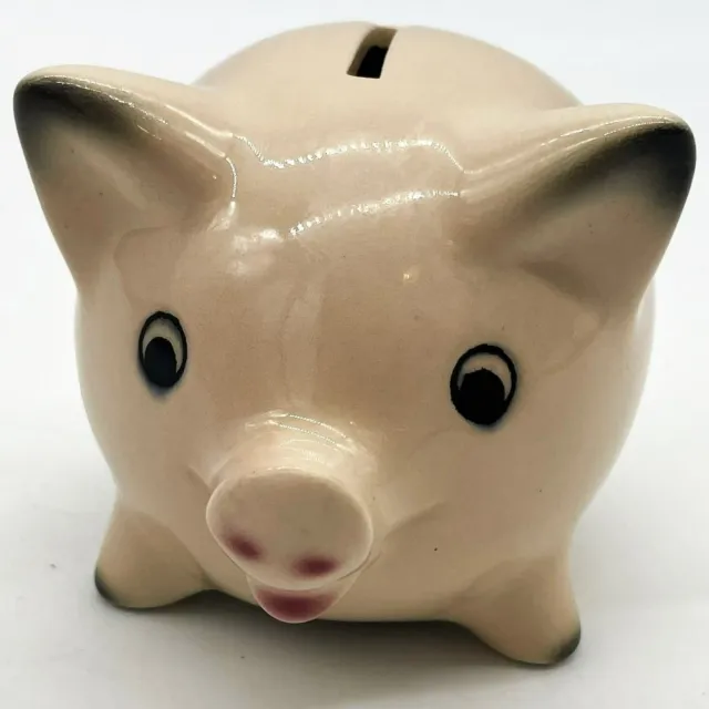 Vtg Rare 1960's Goebel West Germany Pink Porcelain Piggy Coin Bank-Lock-No Key