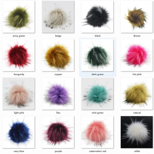 Pack of 6pcs 11cm 4.3inch Faux Raccoon Fur Pom Pom Ball for hat knitting 2