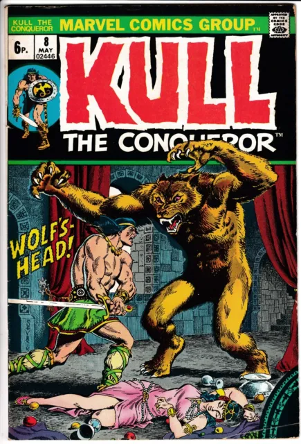KULL THE CONQUEROR #8, PENCE ISSUE, FN, Marvel Comics (1973)