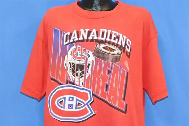 vintage 90s MONTREAL CANADIENS LOGO NHL QUEBEC CANADA RED t-shirt HOCKEY XL