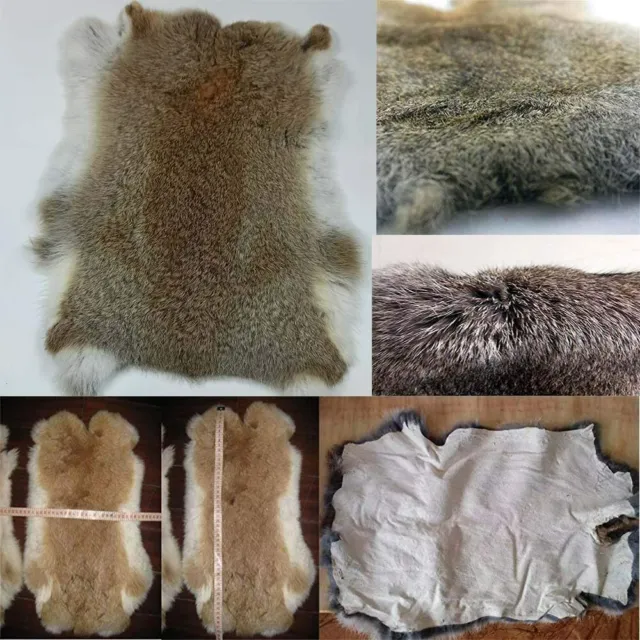 5PCS Natural Rabbit Skin Pelts Hide Animal Fur Leather Decor Craft Grade Yellow