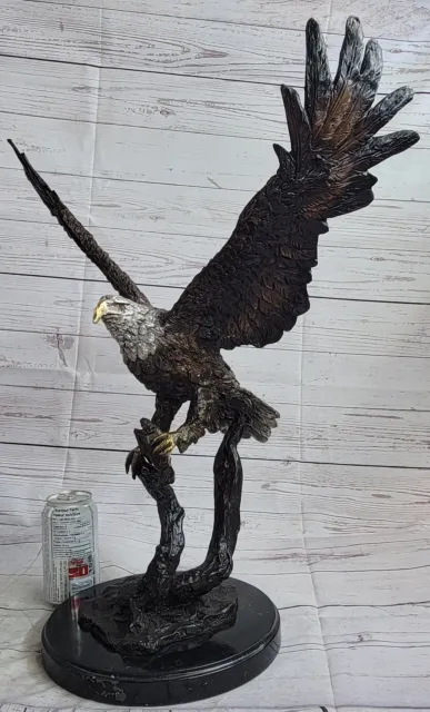 JULES MOIGNIEZ Cast Bronze Eagle with Dark Patina on Marble Base Figurine Deal 2