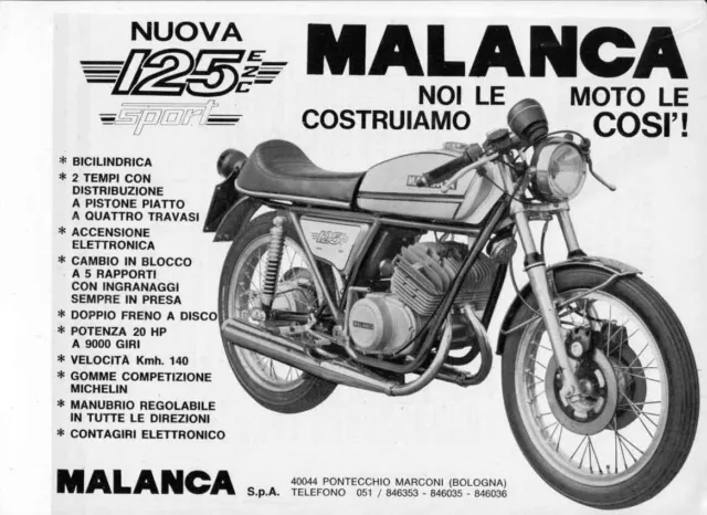 advertising Pubblicità-MOTO MALANCA 125 sport 1975 MOTOSPORT EPOCA